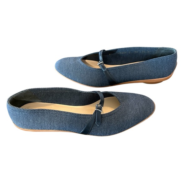 Salvatore Ferragamo Audrey Denim Women's Mary Jane Ballerina Flats - Picture 2 of 4